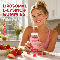 Gummies liposomales L-Lysine à marque privée OEM avec Vitamine C, Zinc, Biotine, saveur fraise, pour soutenir l'immunité et la santé de la peau, 60 unités