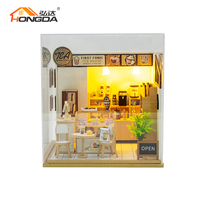 Hongda 2025 Nouveau M2505Z Premier Kit de Maison de Poupées en Mousse Faite à la Main Maison de Poupées Miniature DIY Maison de Poupées en Bois avec Housse Anti-Poussière