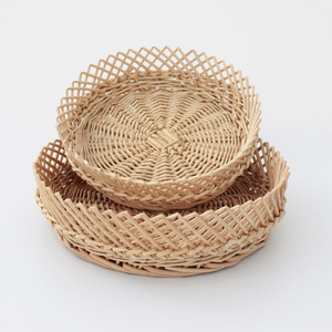 Woven Willow <b>Baskets</b> Round Storage Fruit Vegetable <b>Basket</b> Natural Color Handmade - Product Image 1