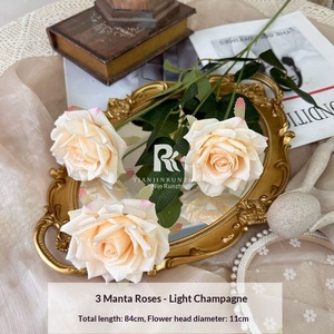 Arreglo Floral Artificial de 3 Cabezas de Rosa Manta <span class=keywords><strong>para</strong></span> Boda, de Alta Gama, con Relieve, <span class=keywords><strong>para</strong></span> Decoración de Caminos - Product Image 6