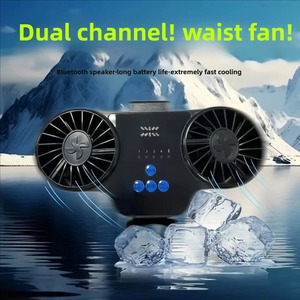 พัดลมพกพาแบบแขวนเอวขนาด 8000mAh สำหรับฤดูร้อน พร้อมลำโพงบลูทูธ พัดลมไฟฟ้าแบบสวมใส่ได้ เครื่องปรับอากาศแบบมือถือ ชาร์จผ่าน USB - Product Image 2