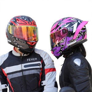 SOMAN ABS オートバイダブルレンズ露出型ヘルメット 男女兼用 四季対応 保温 DOT 3C認証 F2 - Product Image 1