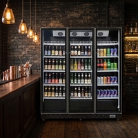 Réfrigérateur commercial à triple porte de 1800 L à économie d'énergie, avec affichage, certifié CE ETL, vertical, pour boissons, refroidisseur de bière, refroidissement par air