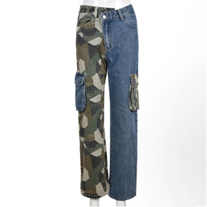 Abbigliamento da donna in stile Camouflage e Patchwork Jeans Slim Fit Multi-Pocket pantaloni Cargo donna Jeans di alta qualità Mujer - Product Image 2
