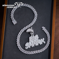 Pendentif personnalisé en moissanite plaqué or 10K/14K/18K/22K, style requin, lettres, texte, design, style rappeur, hip hop, bijoux fins
