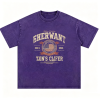 T-shirt personnalisé Kornit DTG violet tie-dye avec imprimé drapeau et blason, tee-shirt oversize pour homme, expédition mondiale OEM