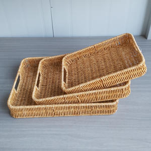 Panier de rangement rectangulaire tissé à la main, couleur abricot brun café, empilable, pour la cuisine, le supermarché, l'hôtel - Product Image 2