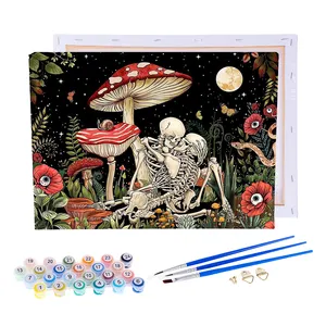 High quality exotic decorative painting mushroom human skeleton painting by numbers 30*40 scenery home decorate art painting