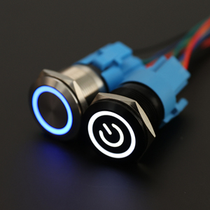 16mm 3A Metal Latching <b>Momentary</b> IP65 Ring LED Stainless Steel <b>Push</b> <b>Button</b> <b>Switch</b> - Product Image 3