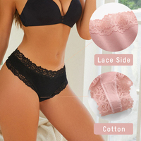 Braguitas de Algodón Acanalado Suave para Mujer con Encaje, Tiro Medio, Sexy, Transpirables, Ecológicas, Diseño Liso, Paquete de 9