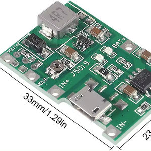 Módulo Cargador de Batería de Iones de Litio 18650, 2A, USB TP4056, Ajustable, DC-DC, 3.7V a 5V, 9V, 12V, Elevador de Voltaje, Circuladores <span class=keywords><strong>RF</strong></span>, Aisladores - Product Image 1