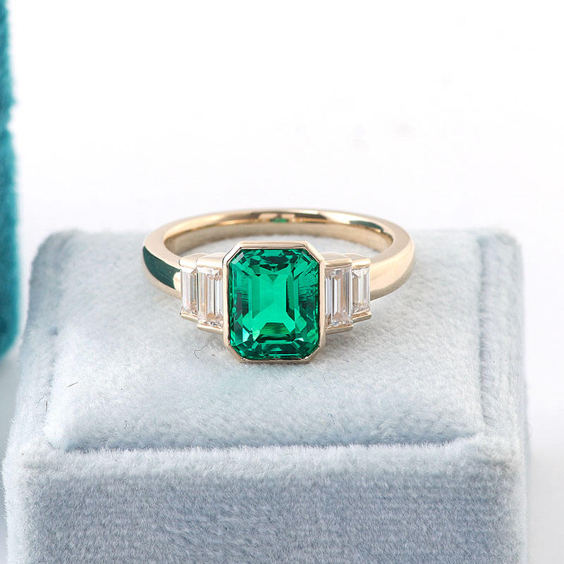 แหวนมรกตสังเคราะห์ทองคำ 14K