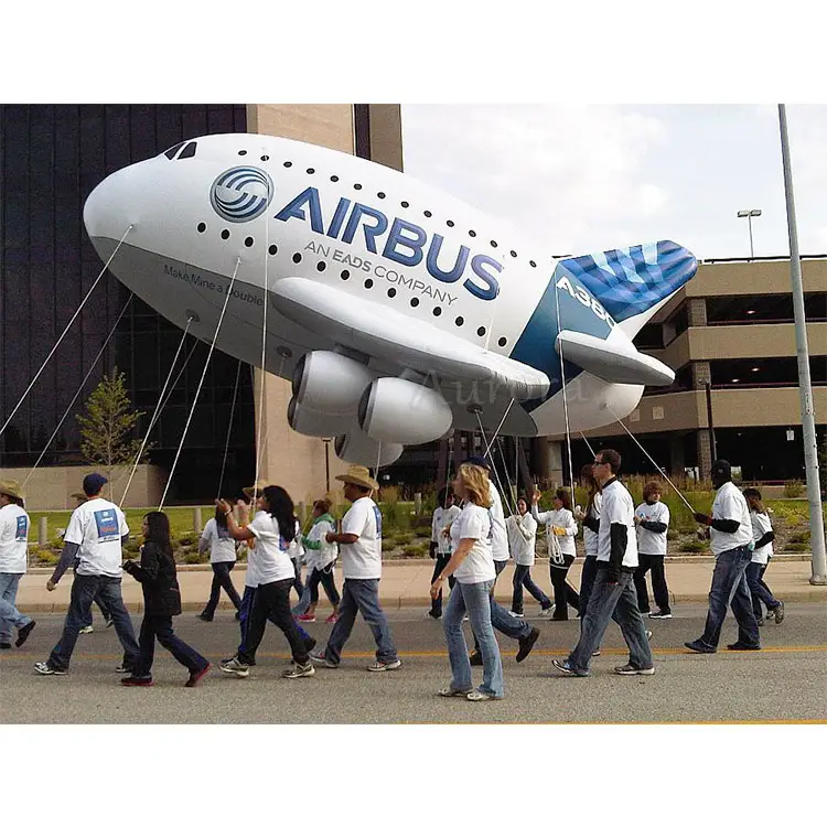 Avião personalizado ao ar livre flutuante inflável voando avião pvc publicidade ar quente gigante desfile balão de hélio à venda