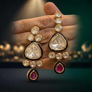 High Quality Silver Plated Trendy Brass Indian Kundan Earrings Bridal Jewellery for Wedding <b>Party</b> Wear Handmade Bulk Product - Product Image 2