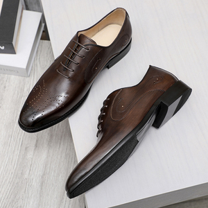 Zapatos de Vestir Estilo Brogue para Hombre 2025, Oxfords de Cuero Genuino, Suela Antideslizante, Impermeables, Formales, de Alta Calidad - Product Image 4