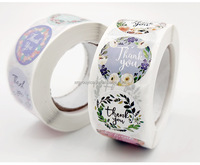 Autocollant adhésif rond personnalisé de remerciement, motif floral, étiquette autocollante pour la fermeture des colis cadeaux