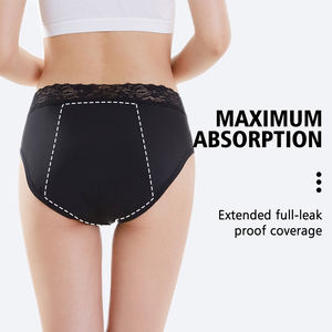 Culottes menstruelles absorbantes en dentelle taille moyenne anti-fuites en bambou pour la vente en gros - Product Image 2