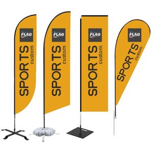 Bandera Publicitaria en Forma de Lágrima de 2x8 pies, Impresión por Sublimación de Doble Cara de Alta Definición, Mástil de Fibra de Vidrio, Poliéster - Product Image 1