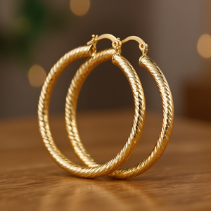 Orecchini a Cerchio Dorati per Donne, Placcati in Oro 18K, in Lega di Zinco, Gioielli alla Moda per Feste, Orecchini a Cerchio Grande, Accessori di Tendenza - Product Image 2