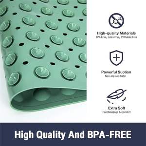 New Design Bathtub Shower <b>Mats</b> Extra <b>Long</b> Non-Slip Rubber <b>Bath</b> <b>Mat</b> Shower Massage <b>Mat</b> with Drainage Hole Strong Suction Cup - Product Image 5