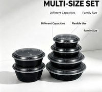 Boîte repas en plastique anti-fuite de qualité supérieure, multi-verrouillage, noire, micro-ondable, jetable, pour usage domestique et traiteur