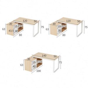 Escritorio de PC Nórdico en Forma de L, Grande <span class=keywords><strong>y</strong></span> Económico, para Estudio, Juegos, Montado en la Pared, para el Hogar, con Sillas Comerciales - Product Image 2