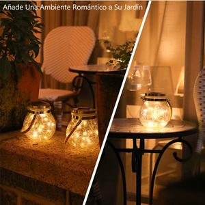 Lámpara Solar para Exteriores, Lámpara Colgante LED para Frascos de Vidrio, Lámpara Solar para Jardín con Frascos de Vidrio Agrietado, Luces Colgantes con Cuerda de Cáñamo - Product Image 5