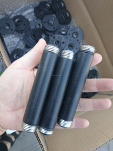 Raccords de tuyaux industriels, 2 pièces, étagère murale, bride en acier au carbone noir, tétine de tuyau <span class=keywords><strong>pour</strong></span> meubles, décoration domestique - Product Image 2