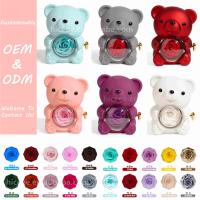 Ours Câlin Rose Éternelle Rotative Coffret Bague Collier Cadeau Saint-Valentin Boîte à Bijoux Ours Rotatif Rose