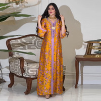 A-106 Offres Spéciales Moyen-Orient Caftans Cristal Perlé À Manches Longues Arabe Abaya Dubaï Femmes Robes Musulmanes