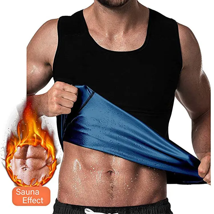 Mens Sweat Sauna Vest for Waist Trainer Zipper Neoprene Tank Top Adjustable Sauna Workout Fat Burning Zipper Suit