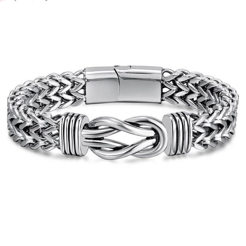 Pulsera de plata con doble hilera, hebilla magnética reversible (adelante/atrás), 21 cm.
