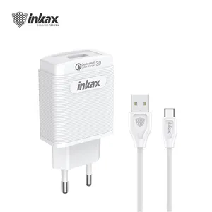 Inkax QC3.0 tek USB hızlı şarj ab tak taşınabilir cep telefonu seyahat duvar hızlı şarj adaptörü için kablo ile mikro tip C