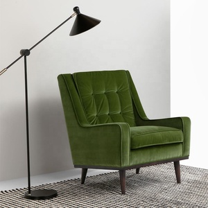 Super blu velluto alto accento poltrona alta di fascia alta mobili per la casa con gambe in legno per soggiorno e camere da letto - Product Image 5