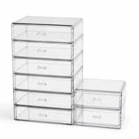Organisateur de maquillage en acrylique personnalisé avec tiroirs, boîte de rangement cosmétique transparente empilable, fournisseur d'usine en gros OEM