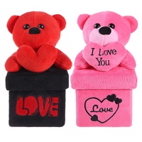 Le plus récent ours en peluche en peluche rose vif brun avec rose et coeur oreiller cadeaux de saint valentin 2024