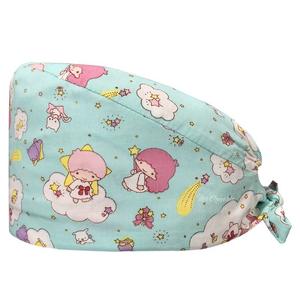 Gorro de trabajo con lazo en la espalda, gorros de fregado Dental con botón, bonito estampado, transpirable para Hospital, banda para el sudor Unisex - Product Image 5