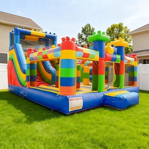 Building Block Themed Commercial Inflatable Bounce House With <b>Slide</b> Kids Jumper For Birthday Party Backyard Event Rental - Product Image 3