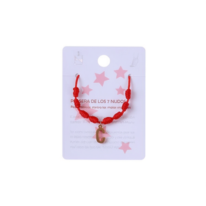 Cavigliera in acciaio inossidabile a sette nodi con lettera C e braccialetto con filo rosso per donna, gioielli alla moda. - Product Image 1