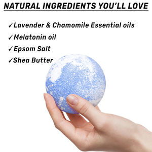 Nouveau Design Peau Sèche Nourrissant Sommeil Bien Bain Moussant Mélatonine Bombes de Bain à la Lavande et à la Camomille - Product Image 4