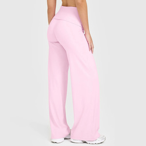 Pantalon de yoga pour femme taille haute, coupe droite, en Spandex/Nylon, extensible dans quatre directions, séchage rapide, écologique, grandes tailles, vente en gros - Product Image 2