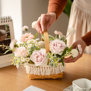 Panier de fleurs artificielles Haiyi avec tournesols et fruits, 30 cm, décoration de bureau pour salon ou vitrine - Product Image 3
