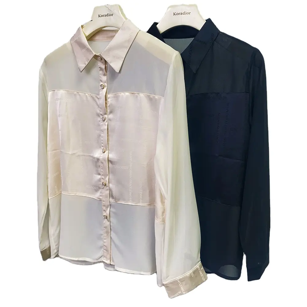 2024 spring new chiffon shirt top long-sleeve temperament blouse
