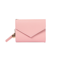 Dompet kecil wanita posisi Multi kartu warna permen lucu, tas kartu baru langsung pabrik kualitas tinggi, dompet koin lipat tiga rumbai