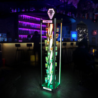 Soporte de exhibición de copas de chupito de lujo alto con logotipo personalizado para bar, hotel, fiesta de bodas, soporte para copas de cóctel, bandeja de chupitos en espiral con LED, torre de exhibición.