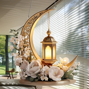 Ornement attrape-<span class=keywords><strong>soleil</strong></span> 2D en acrylique du Moyen-Orient avec lanterne en forme de croissant de lune islamique et détails floraux <span class=keywords><strong>pour</strong></span> la décoration du Ramadan - Product Image 5