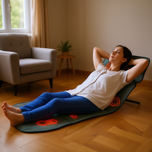 Colchoneta de masaje eléctrico de cuerpo completo con calor y vibración, 10 motores, se conecta a 110V 30W, para relajación y alivio del dolor. - Product Image 2