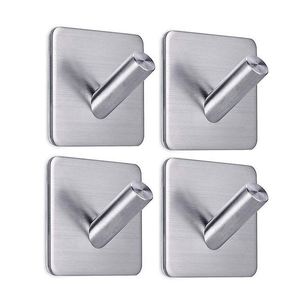 WEKIS High Quality Stainless Steel Eco-Friendly Multifunctional Wall Mount Adhesive <b>Hook</b> Hanger for Bathroom <b>Kitchen</b> Hallway Use - Product Image 2