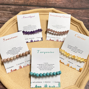 สร้อยข้อมือลูกปัดหินธรรมชาติ AAA ขนาด 8 มม. ยืดหยุ่น หินบำบัด คริสตัล สำหรับผู้หญิงและผู้ชาย - Product Image 1