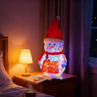 Décoration de bonhomme de neige lumineuse à LED, géométrique 3D irisée, alimentée par USB, lumières de Noël écologiques, éclairage de table de Noël